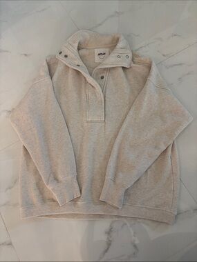 aerie Cream Snap Collar Sweatshirt